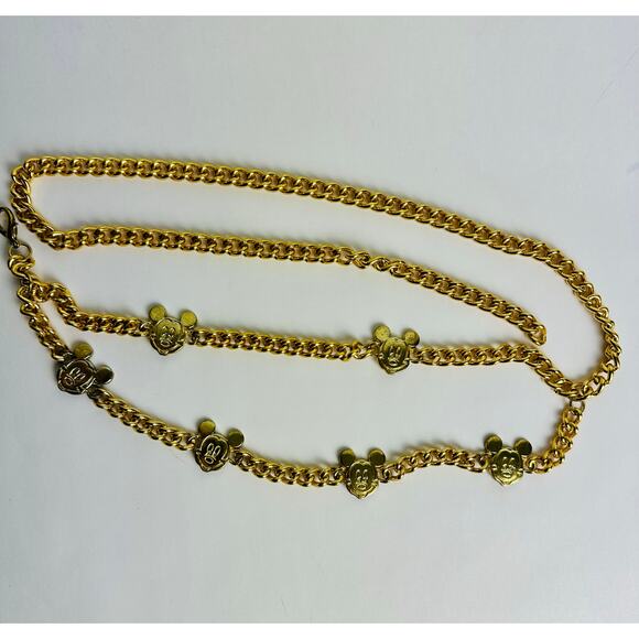 Vintage Mickey Mouse Disney Adjustable Chain Belt Glentex New York Gold Tone 42" - Picture 12 of 16